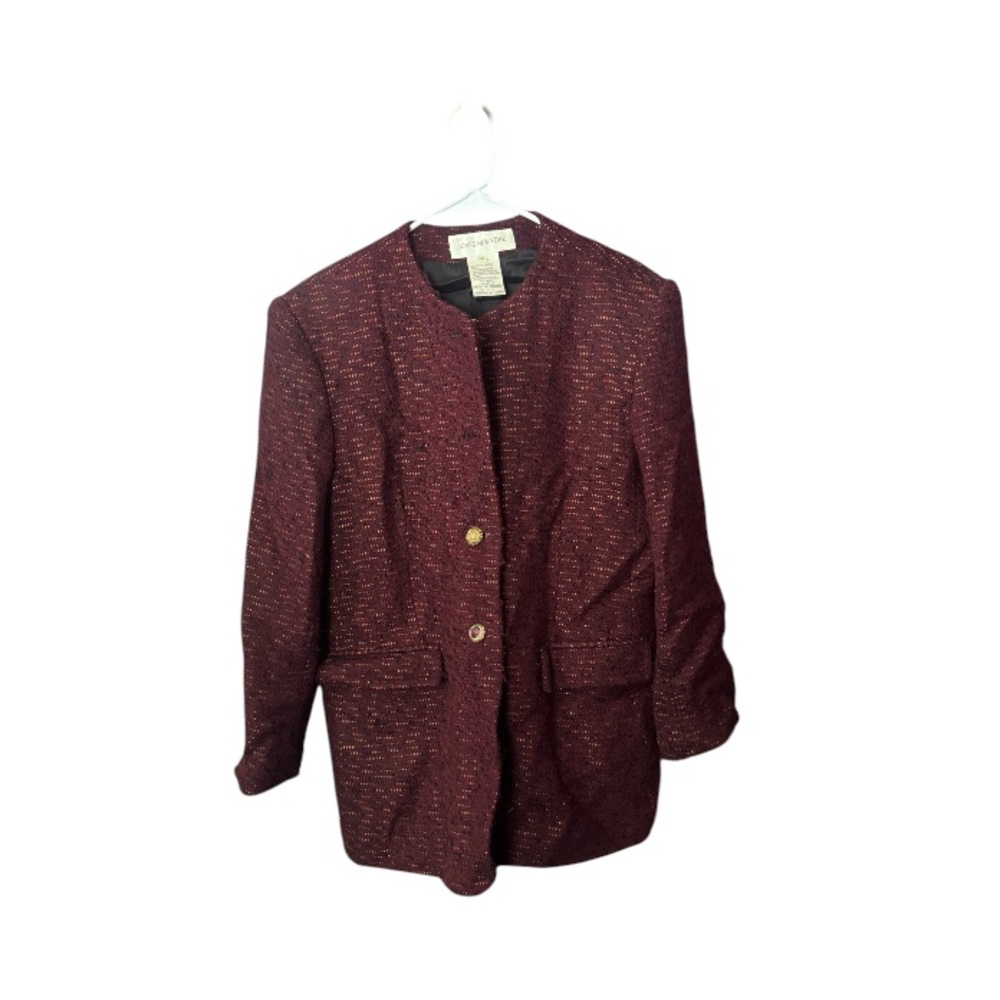 Jones New York Burgundy Textured Jacket
